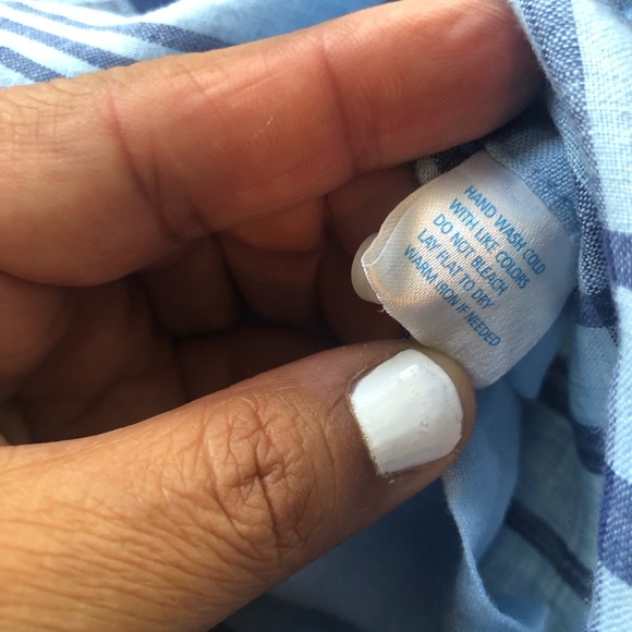 Southern Tide Blue Plaid Button-Down Shirt Trim-Fit Men’s Size L 100% Linen Top - Picture 5 of 16